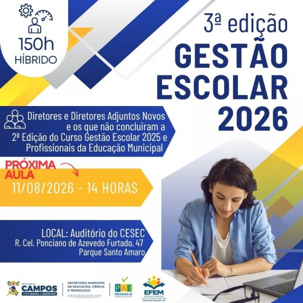 3ª EDIÇÃO DO CURSO DE GESTÃO ESCOLAR 2026