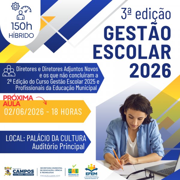 3ª EDIÇÃO DO CURSO DE GESTÃO ESCOLAR 2026