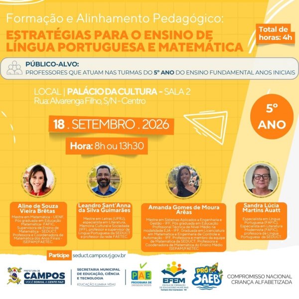 Formação e Alinhamento Pedagógico: 5º Ano
