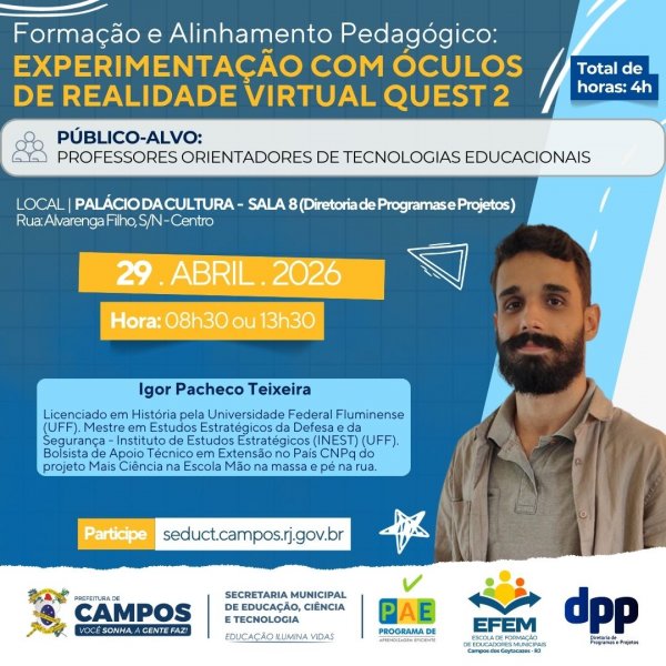Formação e Alinhamento Pedagógico: Experimentação com Óculos de Realidade Virtual Quest 2