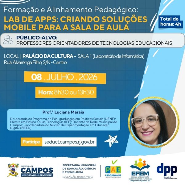 Formação e Alinhamento Pedagógico: Lab de Apps: Criando Soluções Mobile Para a Sala de Aula