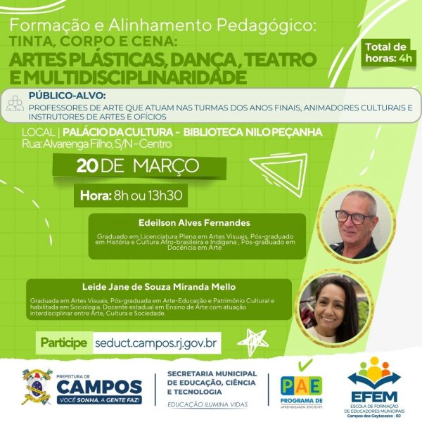 Formação e Alinhamento Pedagógico: Tinta, Corpo e Cena: Artes Plásticas, Dança, Teatro e Multidisciplinaridade 