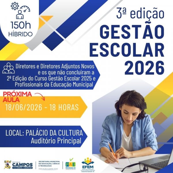 3ª EDIÇÃO DO CURSO DE GESTÃO ESCOLAR 2026