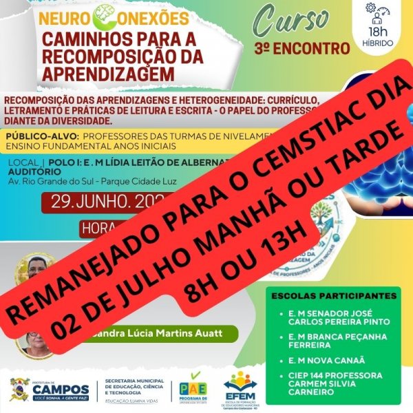 3º Encontro do Curso: Neuroconexões - Caminhos Para a Recomposição da Aprendizagem