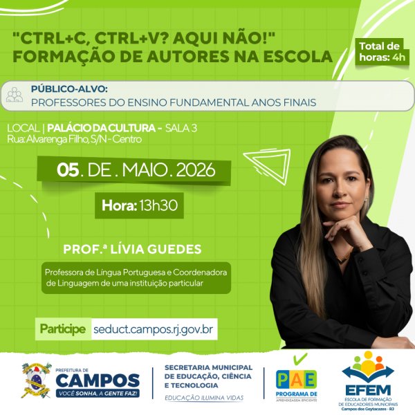 "Ctrl+C, Ctrl+V? Aqui Não!" Formação de autores na escola